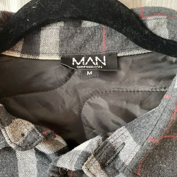 Boohoo Man Work Jacket Men’s Size Medium Plaid Button Up Outdoor - Picture 2 of 12